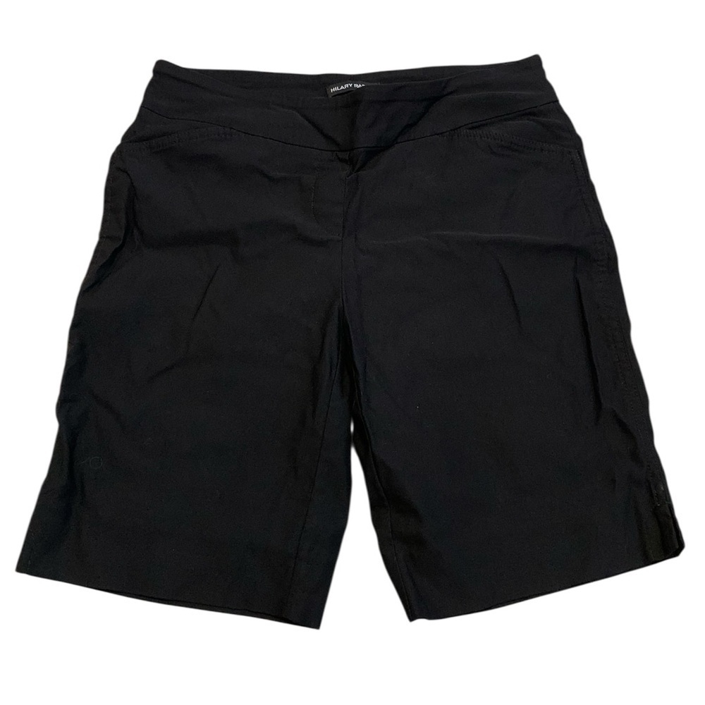 Hilary Radley Black Mid-Rise Bermuda Shorts Size 8 Stretch Rayon Blend